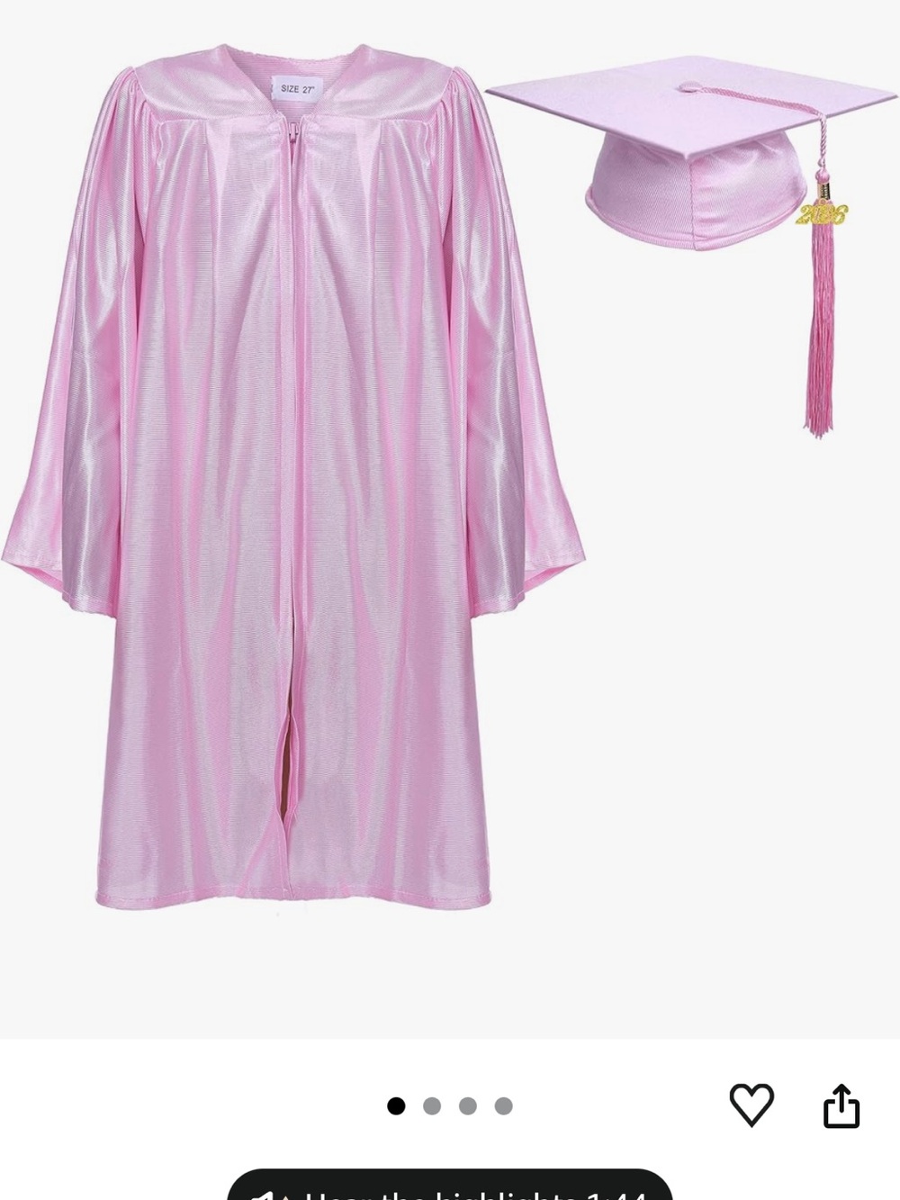Little Girls Pink Graduation Gown & Cap Set